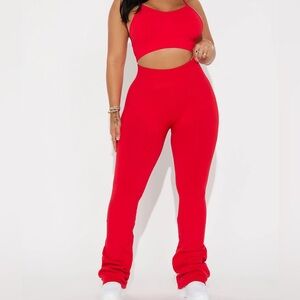 Red Leggings with a Scrunch Bum